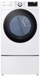 LG DLGX4001W 7.4 Cubic Feet Ultra Large Capacity Smart Wi-Fi Enabled Front Load Gas Dryer with TurboSteam Technology and Built In Intelligence White