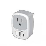 TESSAN European Travel Plug Adapter, Europe Power Adaptor 3 USB Ports (1 USB C), International Type C Outlet Charger to Most of EU Iceland Spain Italy France Germany (Not Voltage Converter)