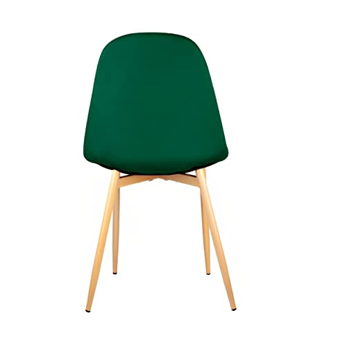 Higliocas Dining Chairs Set Of 4, With Velvet Cushion Seat And Upholstered Back, Metal Legs, Mid Century Armless Modern Kitchen Side Chairs, Green #TOP5
