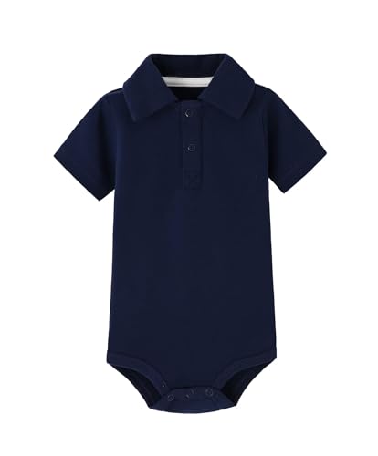 Teach Leanbh Baby Boys Cotton Polo Bodysuit (Navy)