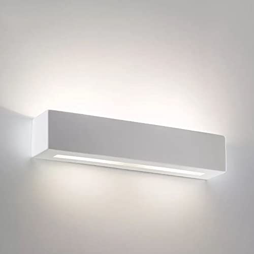 Eurekaled - Applique in Gesso Ceramico Rettangolo - Attacco E14 - Lampada da muro per spazi interni, camera, corridoio, soggiorno - Lampadina intercambiabile - Verniciabile - Design Moderno cod. E06