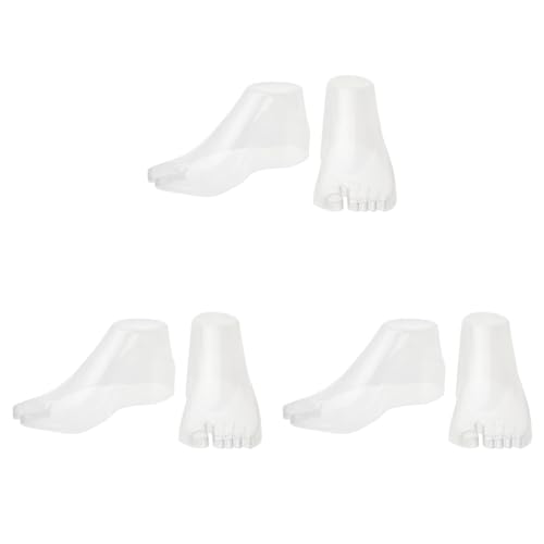 SUPERFINDINGS 3 Pairs Plastic Foot Model Tools Stretcher Sandal Support Shaper Clear Shoes Display Female Mannequin Foot Display Jewerly Sandal Shoe Sock Display Art Sketch with Nail