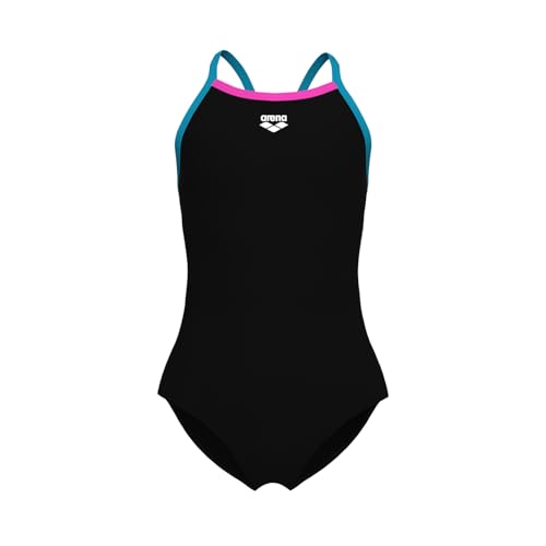 Image of Arena Girls' Feel Solid Light Drop Back Swimsuit Thin Straps Stretchy One Piece Kids Bathing Suit