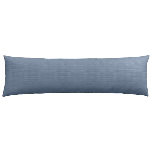 Coussin en velours côtelé bleu 145x40 cm lavable pour soulager le dos