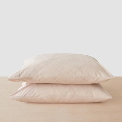 Image of Haus and Kinder Double Bedsheet, 300 TC 100% Organic Cotton Percale Weave, Fitted Bedsheet for Double Size Bed with 2 Pillow Covers - Marrow Stitch Detaling (Coastal Calm, 60 inchx78 inchx10 inch Size)