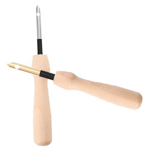 ERINGOGO Punch Needle for Daily Use 2pcs Embroidery Needle Wooden Handle Embroidery Accessories