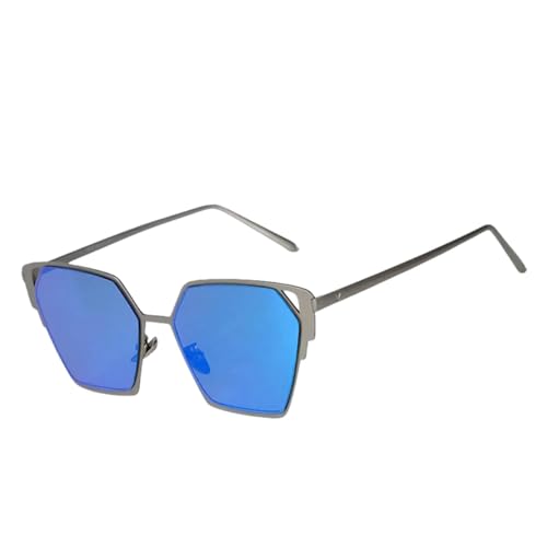 Lunettes de soleil œil de chat UV400 protection yeux femme alliage bleu