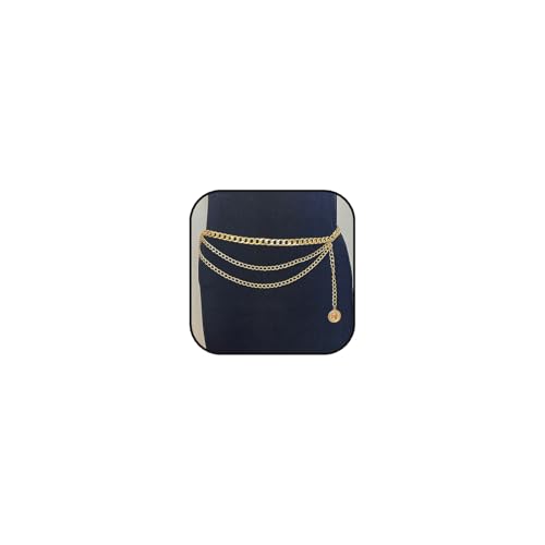 1 Psc elegant Pirate Waist Chain for Women Adjustable Gold Pirates Chain Belt Multi Layer Metal Belly Chains Belt for Jeans Dress Jumpsuit Halloween Pirate Costume Accessories-image-7