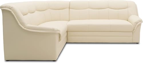 DOMO. collection Berlin Sofa/klassisches Ecksofa/Zeitlose Eckcouch mit Schlaffunktion/weiches Kunstleder/Maße: 205 x 244 cm (B/T) / Farbe: beige (Creme) DOMO. collection Berlin Sofa/klassisches Ecksofa/Zeitlose Eckcouch mit Schlaffunktion/weiches Kunstleder/Maße: 205 x 244 cm (B/T) / Farbe: beige (Creme)