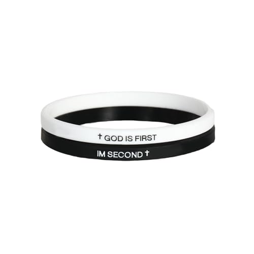 God Is First Bracelet, GOD IS FIRST IM SECOND Christian Religious Faith Rubber Bracelets Engraved Inspirational Bible Verses Cross Silicone Bracelet For Women Men Gifts