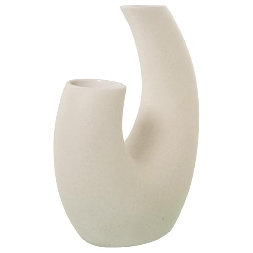 Vase en céramique abstrait beige au design sculptural d'exception