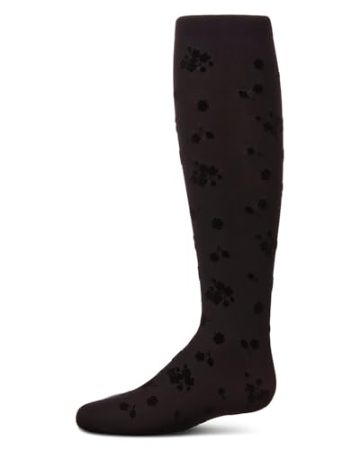 MeMoi Girls Opaque Floral Flocked Tights