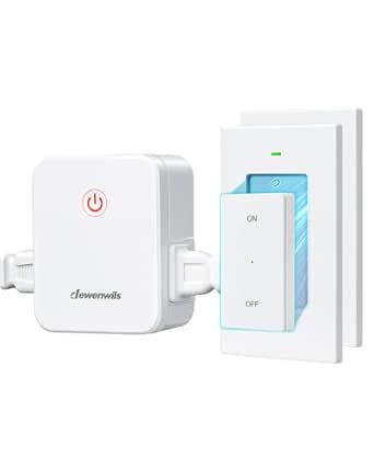 DEWENWILS Remote Control Outlet, Wireless Wall Light Switch with 2 Side Outlets, No Wiring Remote Outlet Switch, 15A/1875W, 100FT Range, ETL Listed, Programmable(2 Switches and 1 Receiver)