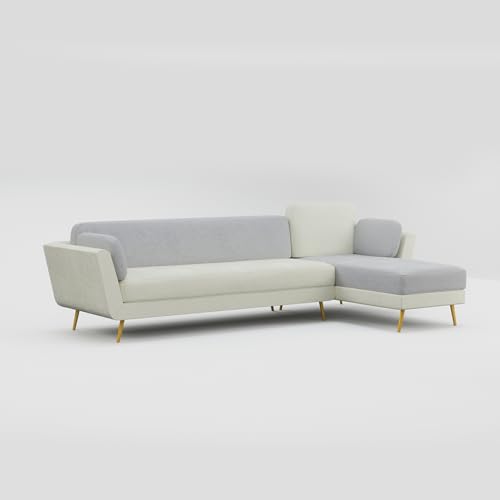 Image of Nuvola Air Latex Fabric Sofa (Stone Grey & Cream, 5) | 100% Latex