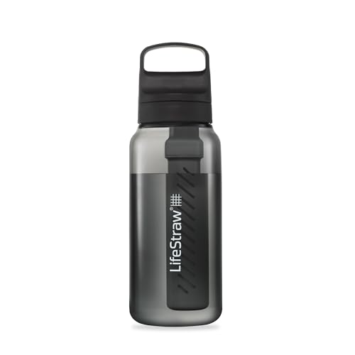 LifeStraw Go Series – BPA-Free Water Filter Bottle for Travel and Everyday use removes Bacteria, parasites and microplastics, Improves Taste, 1L Nordic Noir