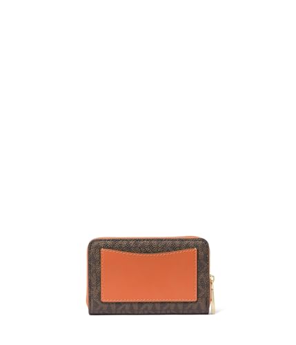 Image of Michael Kors Womens Jet Set Small Zip Around Card Case Orange Punch 1 One Size