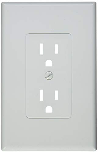 TayMac MW2500W Single-Gang Wallplate Non-Metallic Decorator Cover One Grounded Duplex White Smooth(Pack of 5)