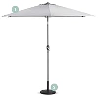VonHaus Parasol with Base – 2.7M Parasol Umbrella for Outdoor, Garden, Patio – Sun Shade Canopy with Hand Crank & Tilt Function – UV30+ Protection, Air Vent, Powder Coated Steel Frame, Grey