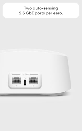 Image of Amazon eero 7 with 1 month free eero Plus (auto-renews) - Supports internet plans up to 2.5 Gbps, Coverage up to 4,000 sq. ft., Connect 120+ devices, 2-pack