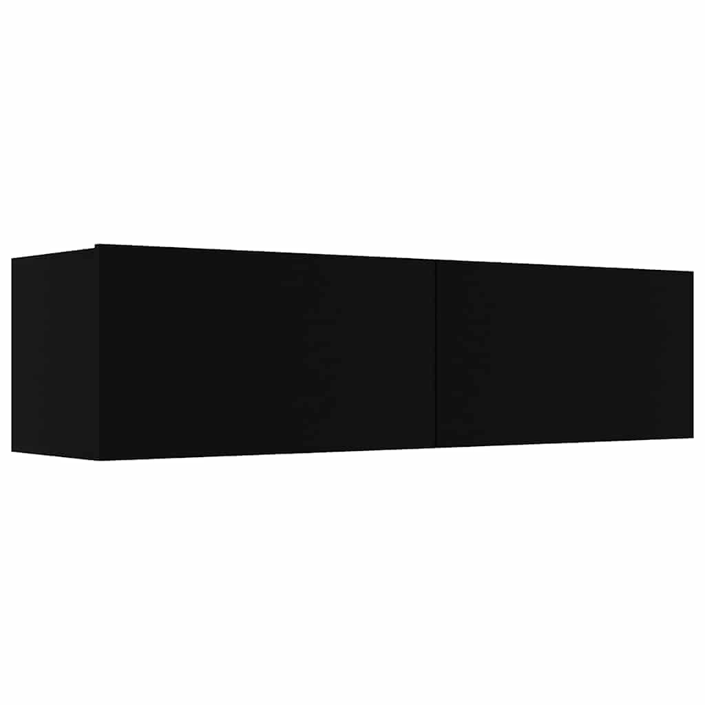 vidaXL Black Scandinavian TV Cabinet, 120 cm, Living Room, 2 Compartments, Drop-Down Doors, Wall Mounted