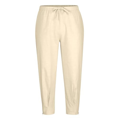 Capris for Men Casual Side Split Linen Pants Basic Fit Summer Beach Pants Elastic Waist Cropped Sweatpants Pant3