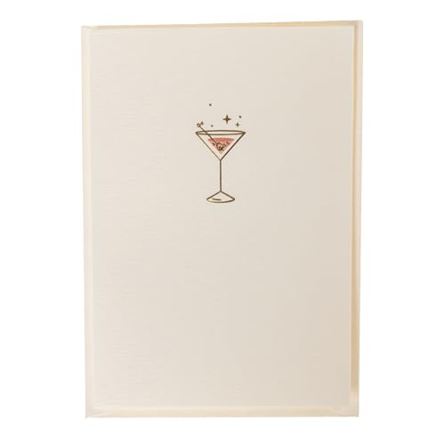 Image of Graphique Pink Martini Cards, Pack of 10 Cards with Envelopes, All Occasion Greetings, Blank Inside, Gold Foil Embossing, La Petite Press Collection Boxed Set, 3.25 inch x 4.75 inch