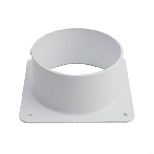 Air Vent Duct Connector Flange for HVAC Systems, White Plastic Straight Pipe Adapter with Pre-Bored Holes for Easy Wall or Ceiling Installation, Compatible with Extractor, Bathroom(100mm)