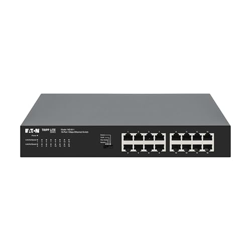 Image of Eaton Tripp Lite Series 16 Port Switch Unmanaged Gigabit Ethernet, Metal Enclosure, Plug-and-Play, Ethernet Splitter, Auto-Negotiable, Desktop and 1U Rack Mount Switch, 3-Year Warranty (NG16-1)