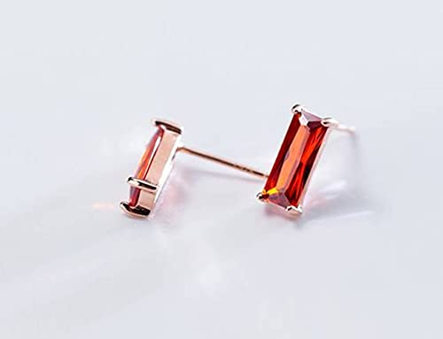 Conjunto de collar y pendientes s925 rectangulares con diamante rojo 7