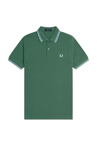 Fred Perry Slim Fit Twin Tipped Polo M3600 (FR/ES, Letras, M, Regular, Regular, Verde)