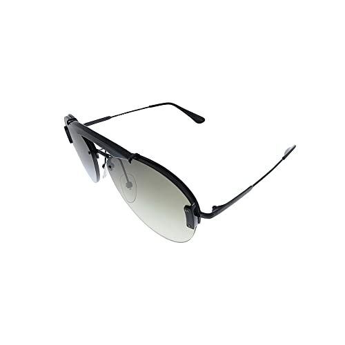 Prada PR 62US 1AB5O2 Black Metal Pilot Sunglasses Green Gradient Lens
