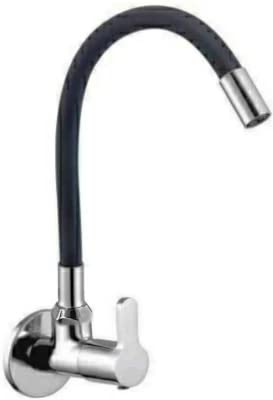 Anlay Stainless Steel 304 Sink Cock/Kitchen tap with Flexible Virgin Silicone Swivel Spout, Black & Chrome Finish with Brass Handle