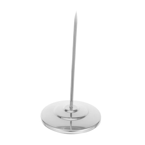 LALAFINA Stainless Steel Receipt Spike Holder for Restaurant Check Bill Fork with Slip Resistant Base Portable for Kitchen and Office Use Straight Rod Design