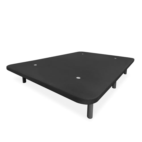 Somnia Descanso - Base Tapizada 3D Extra Reforzada, Gran Estabilidad, con Barras de Refuerzo y 6 Patas metálicas roscadas de 25cm, 105x200, Gris Oscuro