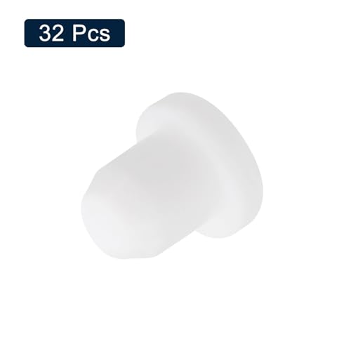 Image of uxcell 32 Pieces White Rubber Stopper, 6.5mm Plug Holes for 6-6.3mm /0.24-0.25 inch Hole