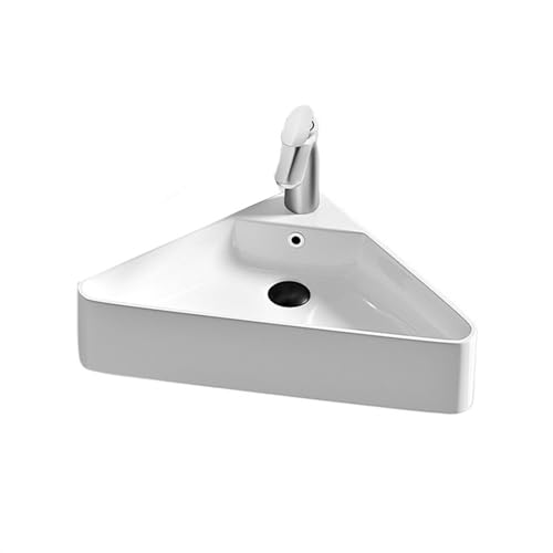 Lavabo de baño sobre encimera triangular para ganar espacio en aseos 2