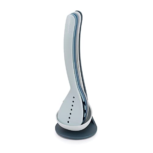 Joseph Joseph Nest 5 piece Utensils set with magnetic storage stand, compact kitchen organisation, dishwasher safe - Blue