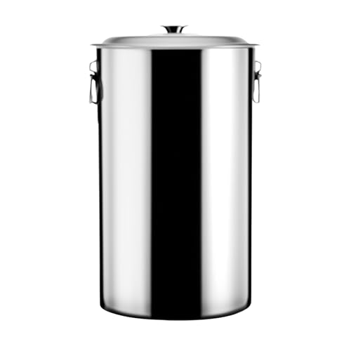 MagiDeal Cubo de acero inoxidable con recipiente de almacenamiento de líquido de tapa con mango versátil, práctico, barril de agua para picnics domésticos
