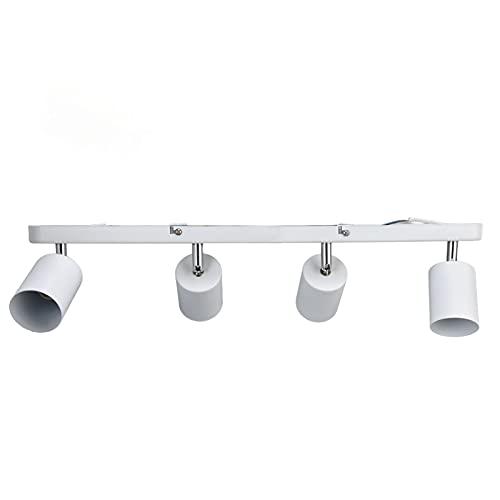 XHTLLO GU10 Lamp Holder, 4 Head Rotating Ceiling Mounted Spotlight Base, Flexible Rotation Design, Easy Installation, Iron Material for Canteen, Shopping Mall, Showcase(White)