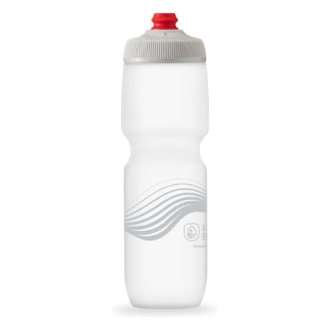 Polar Bottle - Breakaway - 30oz Wave, White & Silver - Insulated Water Bottle for Cycling & Sports, Keeps Water Cooler Longer, Fits Most Bike Bottle Cages Cover