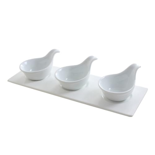 COLLBATH Serving Dishes Lids Ceramic Plate Caviar Spoons Seasoning Sauce Dishes 4pcs Set