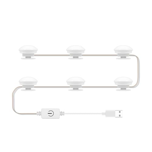 CHICIRIS Luces de Maquillaje LED Kit de Bombilla de Espejo de Tocador con Atenuación Infinita, Tres Temperaturas de Color, Fácil de Instalar para Tocador, Baño, Dormitorio (6 Bombillas)