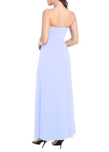 Image of Urban CoCo Summer Strapless Ruched Maxi Dress for Women Sleeveless A Line Flowy Party Wedding Guest Long Dresses