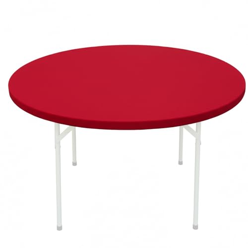 Nappe de table ronde élastique 122 cm extensible rouge extérieure - 2