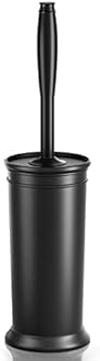 UPTRONIC Toilet Brush, Toilet Bowl Brush with Extra Long Handle Durable Bristles Toilet Scrubber and Covered Holder for Toilet Brush Set for Bathroom Cleaning (Black, 1 Set)