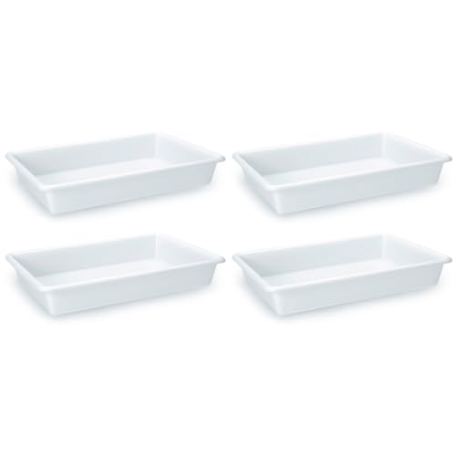 AC - Pack de 4 Bandejas Frigorificas - Capaciadad de 4 L - Fabricado en Plástico - Apto para Microondas y Congelador - 6 x 35 x 27 cm - Color Blanco
