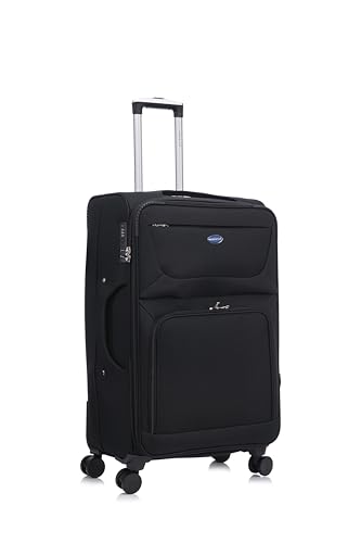Aerostar Large 29” Lightweight Softshell Expandable Suitcase, Integrated Combination Lock, 4 Wheels Check in Luggage for 23kg (Black, 112 litres)