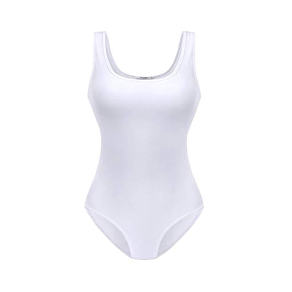 SUNRO-Womens-Scoop-Neck-Top-Bodysuit-Jumpsuit SUNRO Women's Scoop Neck Top Bodysuit Jumpsuit (White, Medium)