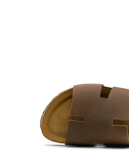 Image of Sandgrens Handmade Unisex Cork Slides | European Top Grain Leather Sandals with Soft Suede Footbed and EVA Rubber Sole | Avila