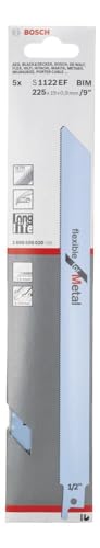 Image of Bosch Professional Sabre / Reciprocating Saw Blades, Flexible For Metal S 1122 Ef, Blade Length 225mm, Suitable For Thin Sheet Metals, Pipes /Profiles, Pack Of 5